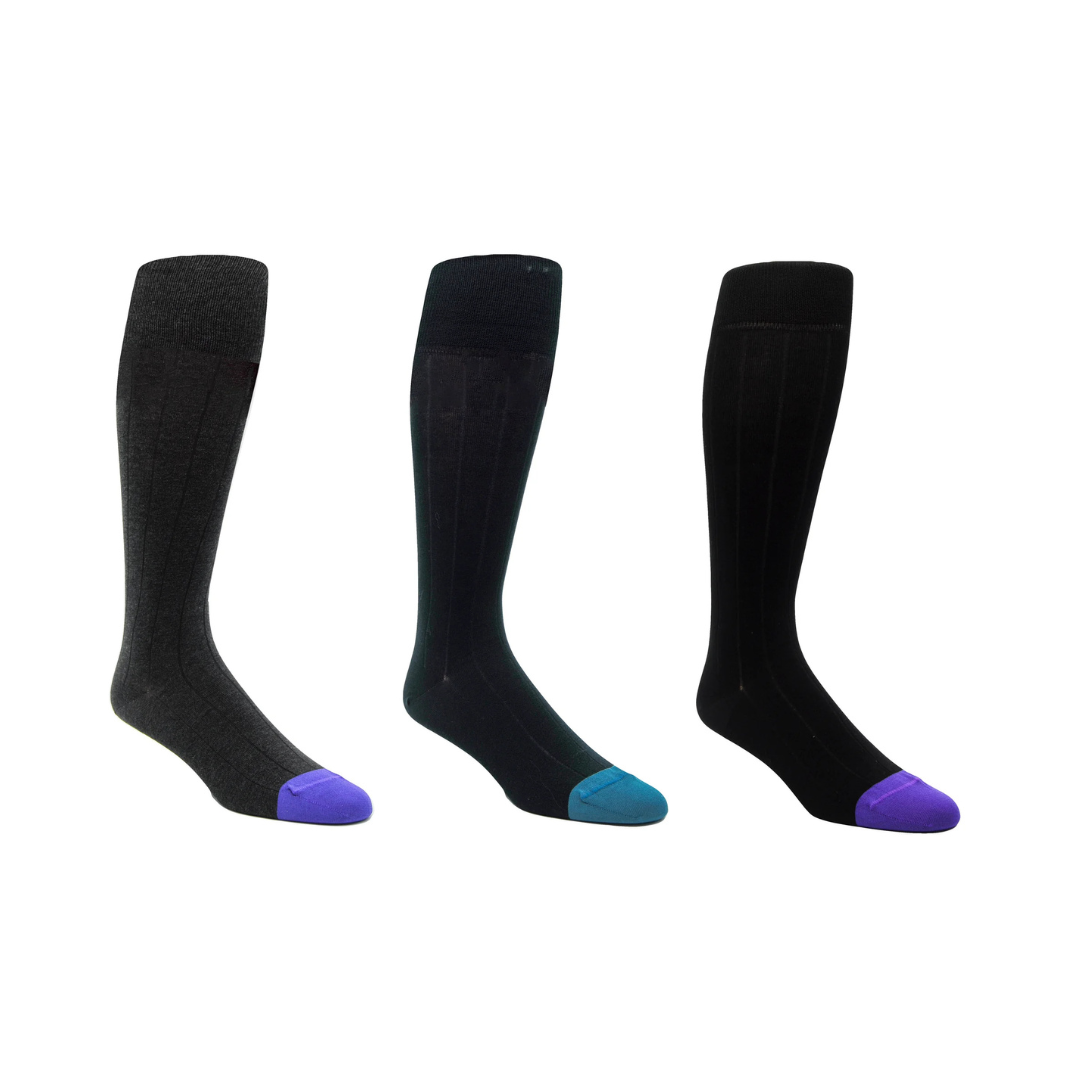 Three Pack Solid Socks Over the Calf or Mid Calf