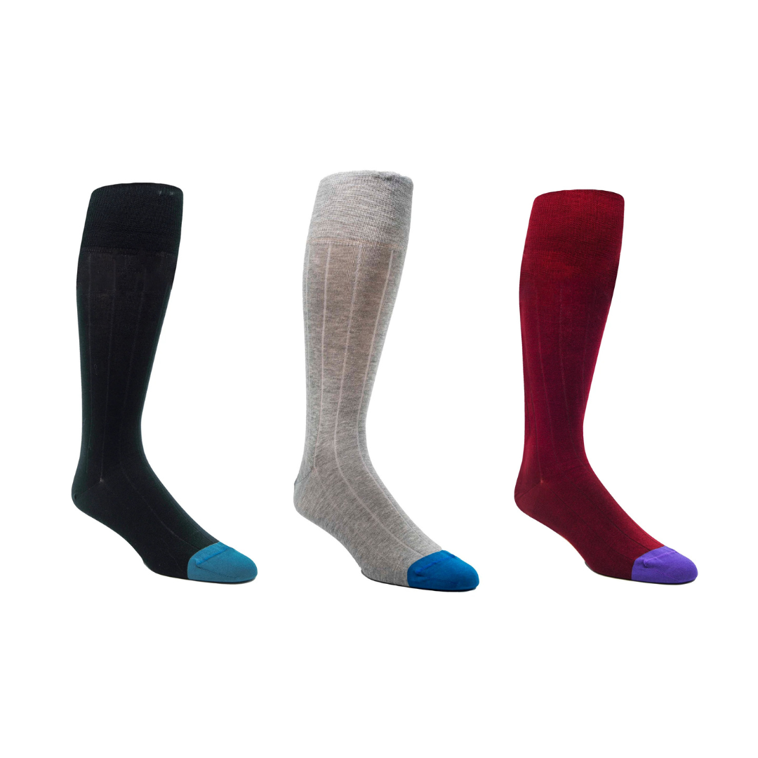 Three Pack Solid Socks Over the Calf or Mid Calf